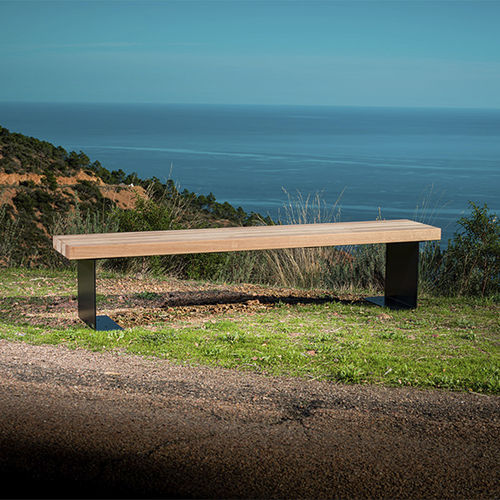 Moderne Bank für den öffentlichen Raum - MIGRATION - CYRIA | Mobilier Urbain - Holz / Stahl / thermolackierter Stahl