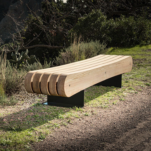 Moderne Bank für den öffentlichen Raum - JERIKO - CYRIA | Mobilier Urbain - Holz / Stahl / thermolackierter Stahl