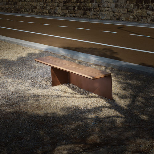 Moderne Bank für den öffentlichen Raum - MONSIEUR - CYRIA | Mobilier Urbain - Holz / galvanisiertem Stahl / Stahl
