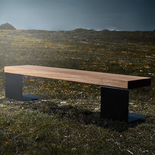Moderne Gartenbank - BIO2 - CYRIA | Mobilier Urbain - Holz / Stahl / thermolackierter Stahl