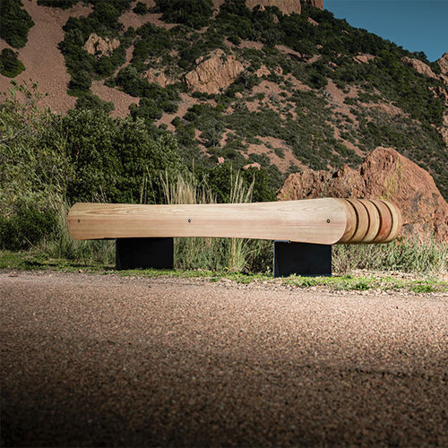 Moderne Gartenbank - JERIKO - CYRIA | Mobilier Urbain - Holz / Stahl / thermolackierter Stahl