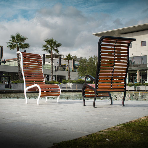 Moderner Stuhl - M-A KUSTOM - CYRIA | Mobilier Urbain - für Außenbereich / Holz / Gestell aus Stahl
