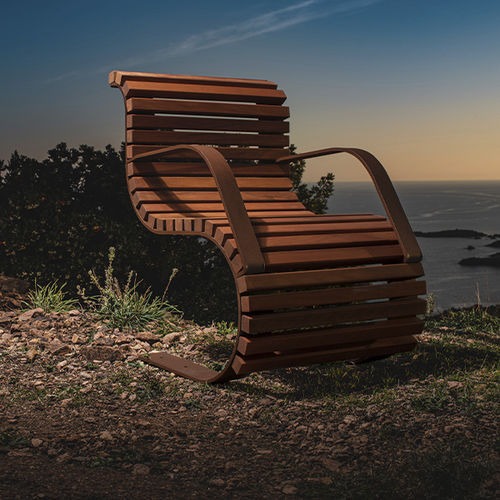Moderner Stuhl - MIGRATION - CYRIA | Mobilier Urbain - für Außenbereich / Holz / Gestell aus Stahl