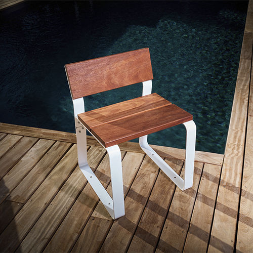 Moderner Gartenstuhl - KAISEKI - CYRIA | Mobilier Urbain - für Außenbereich / Holz / Gestell aus Stahl