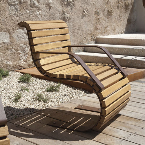 Moderner Gartenstuhl - MIGRATION - CYRIA | Mobilier Urbain - für Außenbereich / Holz / Gestell aus Stahl