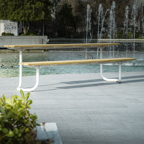 Moderner Tisch - ARE - CYRIA | Mobilier Urbain - Holz / Gestell aus Stahl / Gestell aus rostfreiem Edelstahl