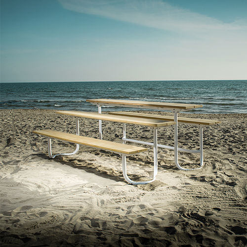 Moderner Tisch - ARE - CYRIA | Mobilier Urbain - Holz / Gestell aus Stahl / Gestell aus rostfreiem Edelstahl