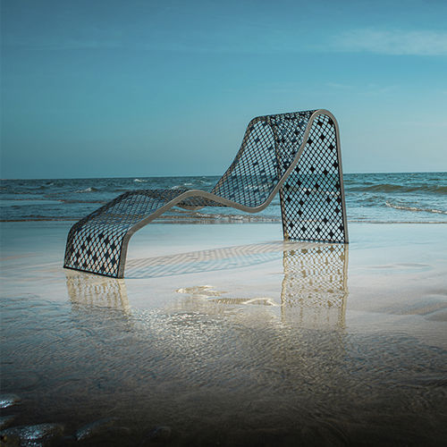 Sonnenliege / originelles Design - ELINIUM - CYRIA | Mobilier Urbain - thermolackierter Stahl / Metall / für Strand