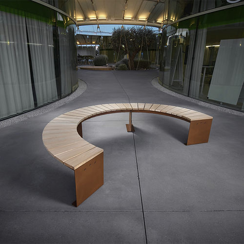 Moderne Bank für den öffentlichen Raum - STUDIO - CYRIA | Mobilier Urbain - Holz / galvanisiertem Stahl / Stahl