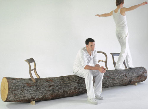 Bank / originelles Design - TREE-TRUNK - Droog - Holz / Bronze / ohne Rückenlehne
