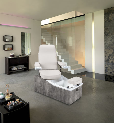 Fusspflegestuhl mit Wellnessbecken / Kunstleder - CAPRI PEDI - Lemi BEAUTY & SPA - aus verchromtem Metall / weiß / beige