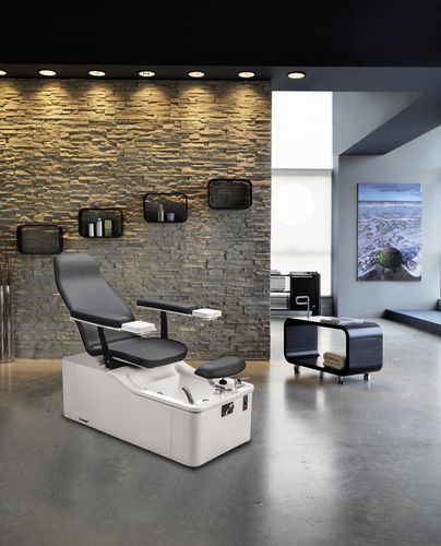 Fusspflegestuhl mit Wellnessbecken / Kunstleder - ELBA - Lemi BEAUTY & SPA - aus verchromtem Metall / mit Kopfstütze / mit neigbarer Rückenlehne