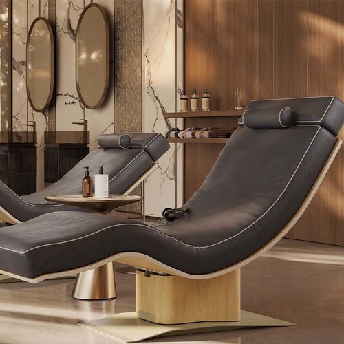 Moderne Liege - HARMONY - Lemi BEAUTY & SPA - Stoff / Holz / verstellbare Rücklehne