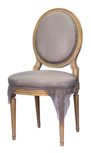 Stuhl / Louis XVI - TOURS - Balcaen - Stoff / Gestell aus Holz / Medaillon