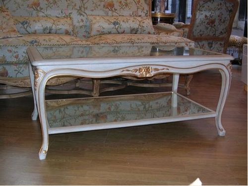 Couchtisch / Louis XV - CELIA - Balcaen - Glas / Holz / rechteckig
