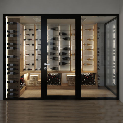 Holz-Flaschenregal - ESIGO 18 WH6 - ESIGO - wandmontiert / maßgefertigt / Made in Italy