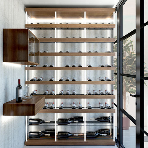 Holz-Flaschenregal - ESIGO 21 WHP4 - ESIGO - Stahl / Plexiglas® / wandmontiert
