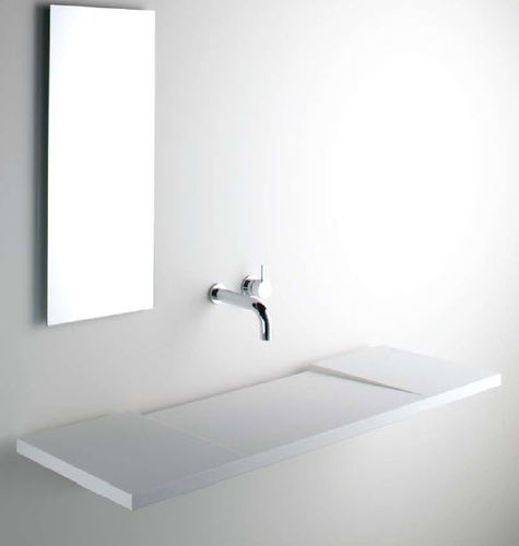 Wand-Waschbecken - GEO - Omvivo - Mineralwerkstoff / mit verstellbarem Spiegel / rechteckig