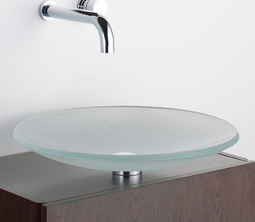 Aufsatzwaschbecken - AQUA SHALLOW - Omvivo - Glas / rund / modern