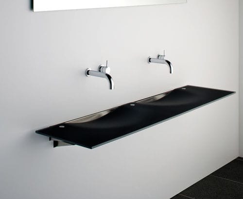 Wand-Waschbecken - ONDA - Omvivo - Glas / doppelt / rechteckig