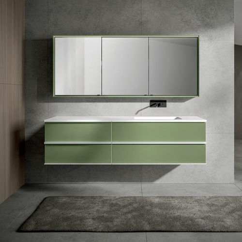 Wandhängender Waschtisch-Unterschrank - REA - Agorà Group - MDF / Glas / Aluminium