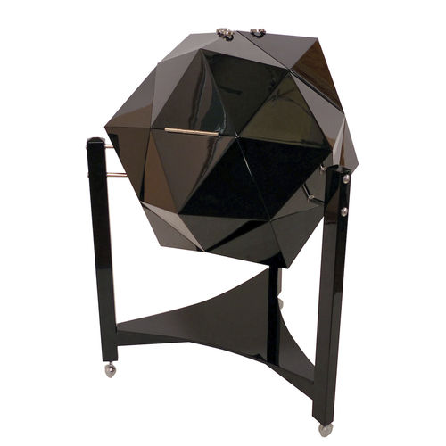 Barschrank / Art Deco - GLOBE ART.BAR25 - Art Deco Schneider - lackiertes Holz / Leder / schwarz