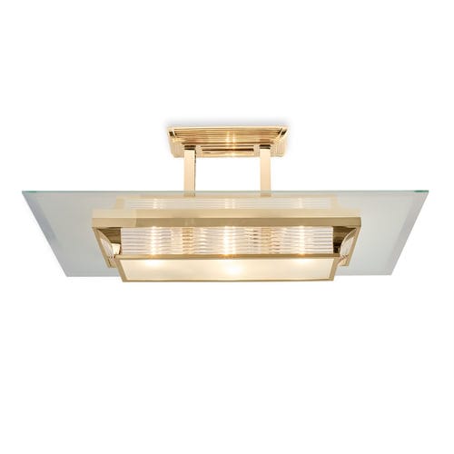 Klassische Deckenleuchte - PARIS I GOLD - Art Deco Schneider - rechteckig / poliertes Messing / LED