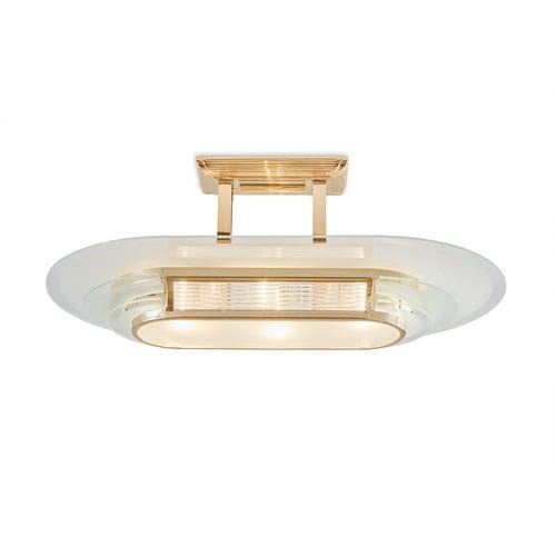 Klassische Deckenleuchte - NIZZA I GOLD - Art Deco Schneider - elliptisch / Glas / poliertes Messing