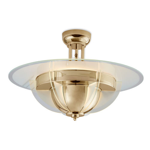 Klassische Deckenleuchte - MARSEILLE GOLD - Art Deco Schneider - rund / poliertes Messing / LED