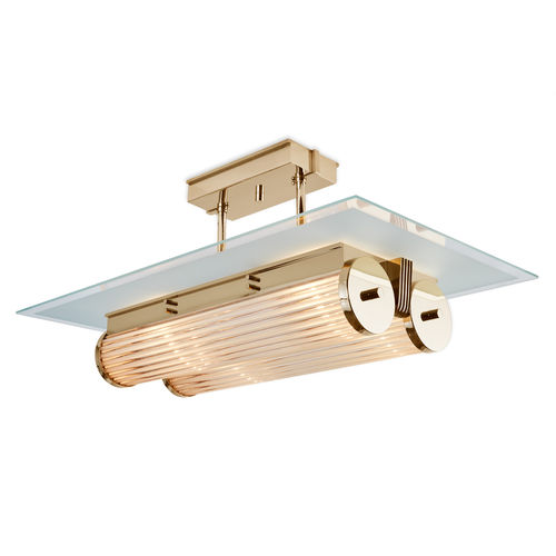 Klassische Deckenleuchte - BRUXELLES GOLD - Art Deco Schneider - Glas / poliertes Messing / LED