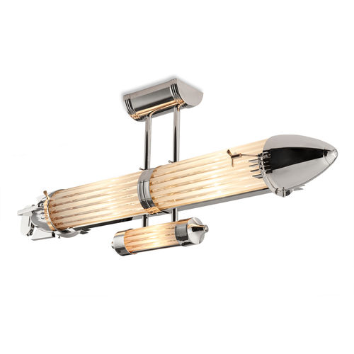 Deckenleuchte / Art Deco - ZEPPELIN ART. B03 - Art Deco Schneider - rohrförmig / Glas / Nickel