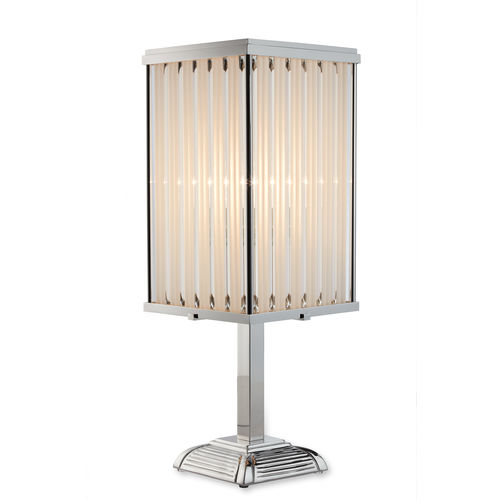 Tischlampe - KARREE ART.B24 - Art Deco Schneider - vernickeltes Messing / Glas / Art Deco