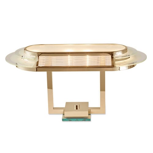 Tischlampe - NIZZA II GOLD - Art Deco Schneider - poliertes Messing / Glas / Art Deco