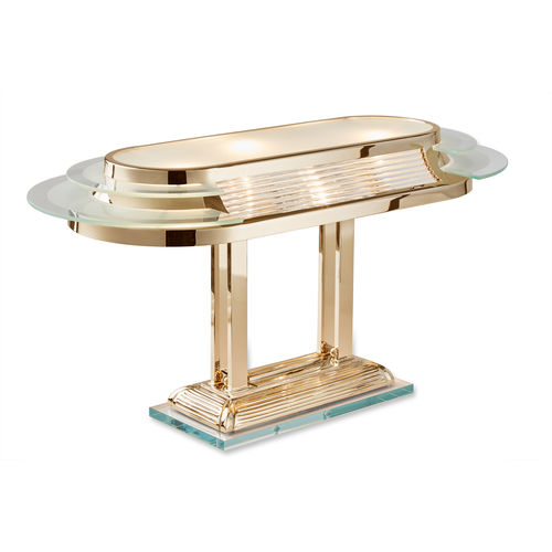 Tischlampe - NIZZA I GOLD - Art Deco Schneider - poliertes Messing / klassisch / mit Kabel