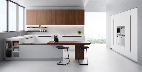 Moderne Küche - MIAMI - Biefbi Cucine - Holz / Stahl / L-förmig