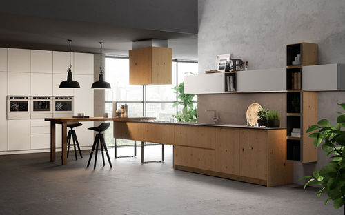 Moderne Küche - CORTINA - Biefbi Cucine - Holz / Eisen / L-förmig