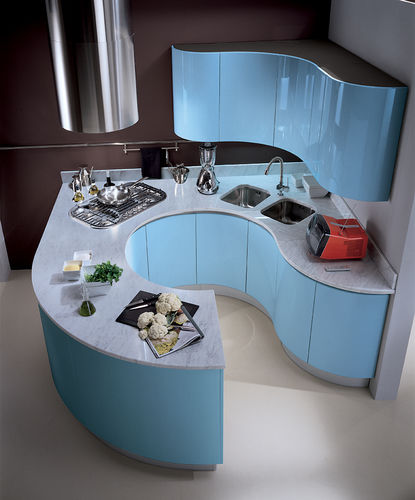 Moderne Küche - TIMO PLUS - Biefbi Cucine - Holz / rund / ohne Griff