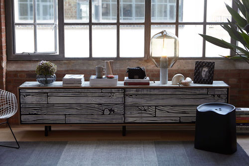 Sideboard / originelles Design - WRONGWOODS - Established and sons - lackiertes Holz / Sperrholz / mit Schubladen
