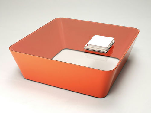 Moderner Couchtisch - ZERO-IN - Established and sons - Glas / Gestell aus Aluminium / quadratisch
