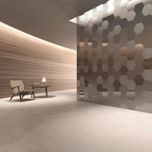 Sechseckige Fliese / Keramik - 2GEOM SILVER MIX - INTHETILE - Hochglanz / matt / texturiert