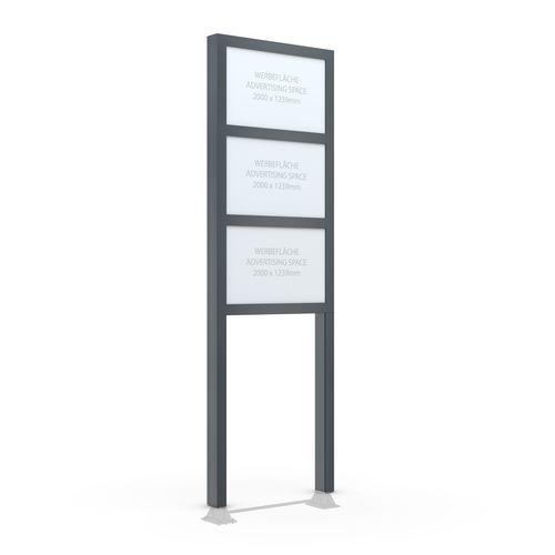 Reklametafel mit hohen Beinen - BigSign Secure L - wsm Raumsysteme - LED