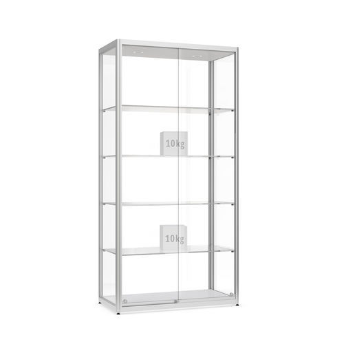 Moderne Vitrine - Factory 200 - wsm Raumsysteme - anodisiertes Aluminium / Hartglas / beleuchtet