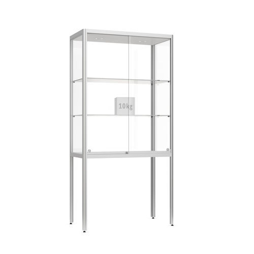 Moderne Vitrine - Factory 300 - wsm Raumsysteme - mit hohen Beinen / anodisiertes Aluminium / Hartglas