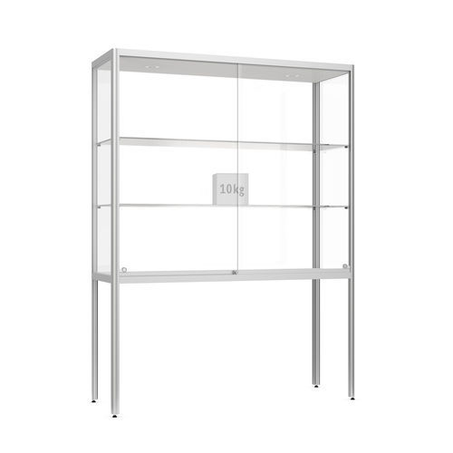 Moderne Vitrine - Factory 400 - wsm Raumsysteme - mit hohen Beinen / anodisiertes Aluminium / Hartglas