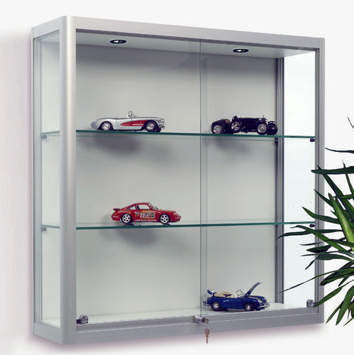 Moderne Vitrine - Factory 600 - wsm Raumsysteme - wandmontiert / anodisiertes Aluminium / Hartglas