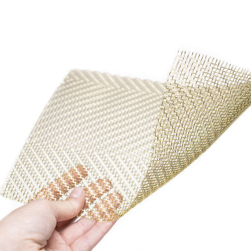 Metall-Geflecht / Messing - FISH  - MeshArt Dorstener Drahtwerke - für die Innenarchitektur / mit Quadratmaschen / gold