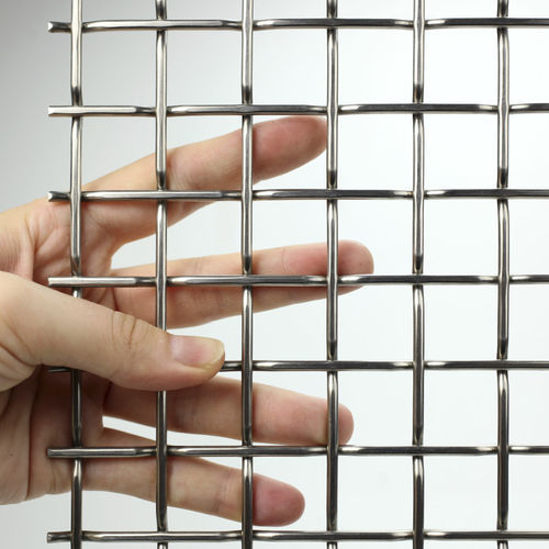 Metall-Geflecht / Edelstahl - SQUARELINE - MeshArt Dorstener Drahtwerke - für Geländer / mit Quadratmaschen / silberfarben