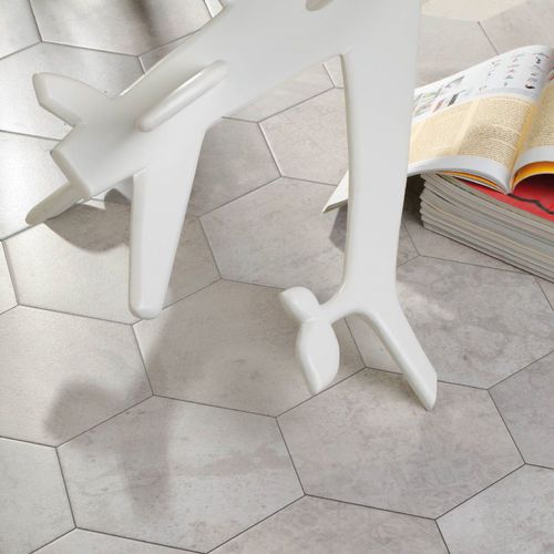 Feinsteinzeugfliesen - CONCRETE WHITE HEX_25 - Codicer - satiniert / für den Innenraum / bodenstehend
