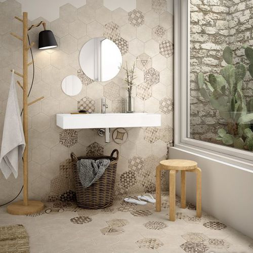 Sechseckige Fliese / Feinsteinzeug - HEXATILE CEMENT - Equipe Cerámicas - matt / für den Innenraum / Wand