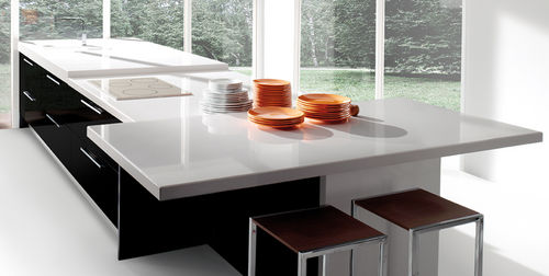 Quartzkomposit-Arbeitsplatte - ABSOLUTE BLANC - COMPAC The Surfaces Company - für Küche / mit rechteckigen Kanten